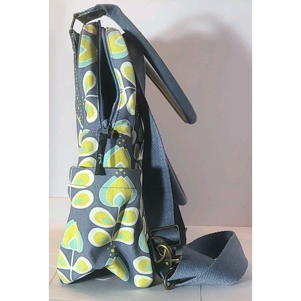 Petunia Pickle Bottom Sashay Satchel Backpack Diaper Bag Gray Blue Floral